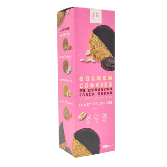 biodiet golden cookies dipped in cocoa icing 350gr