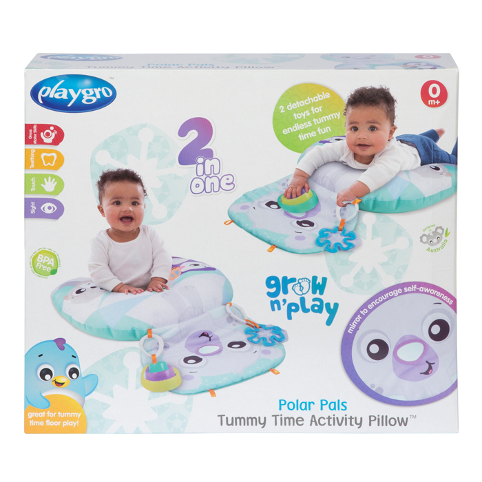 playgro polar pals tummy time activity pillow 1