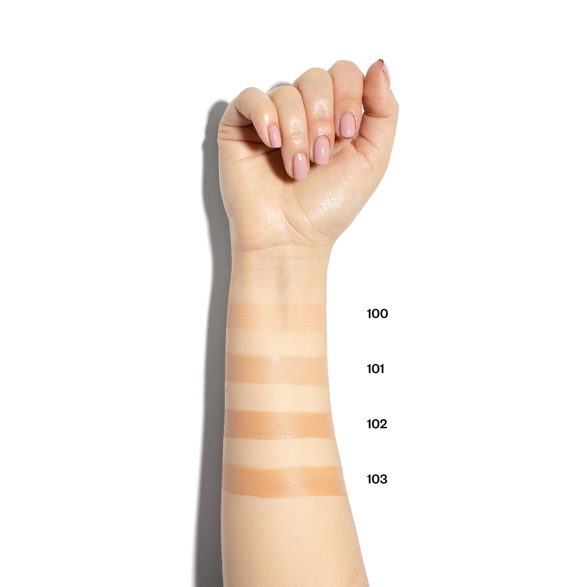 Swatches on the Skin With Numbers